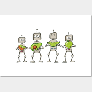 Kiwi Avocado Lime Apple Bots Posters and Art